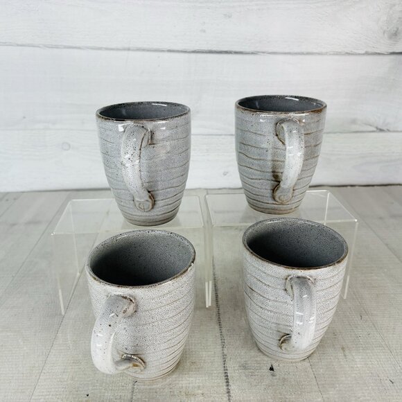 Home Target Gray Ribbed Brown Speckled Farmhouse Rustic 10oz Cups Mugs Set of 4 - Picture 6 of 16